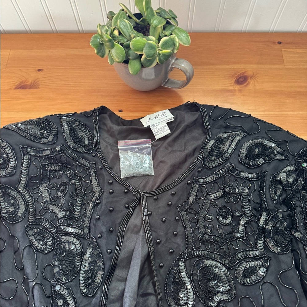 JMD New York 100% Silk Beaded Top/Jacket Size 3X New With Tags